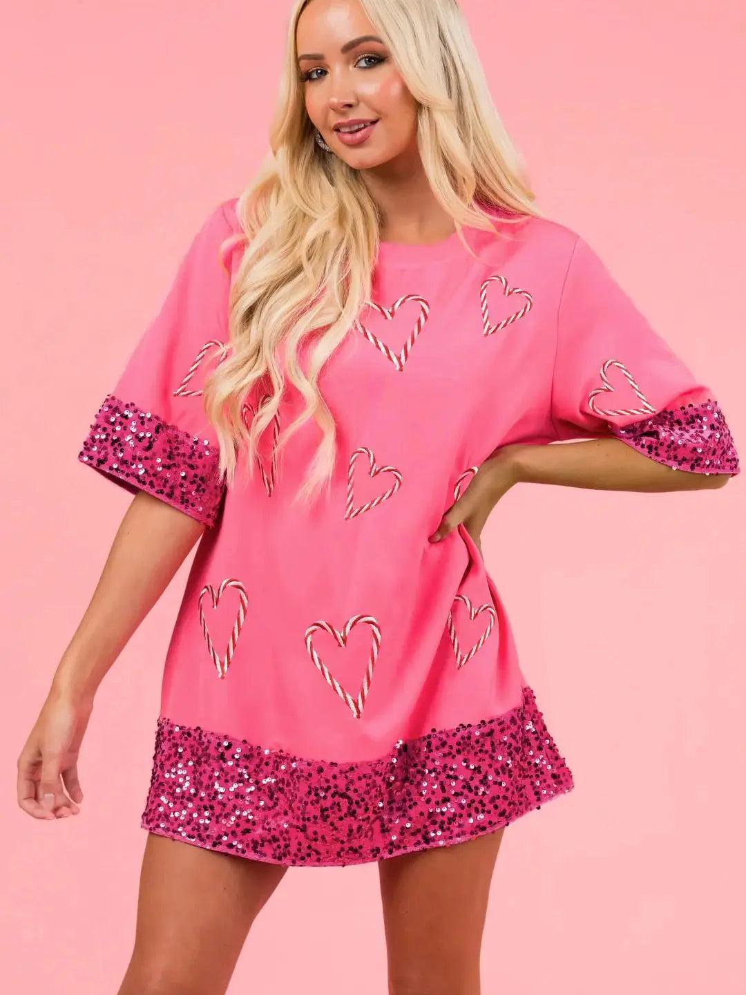 candy cane sequin dress - basil boutique