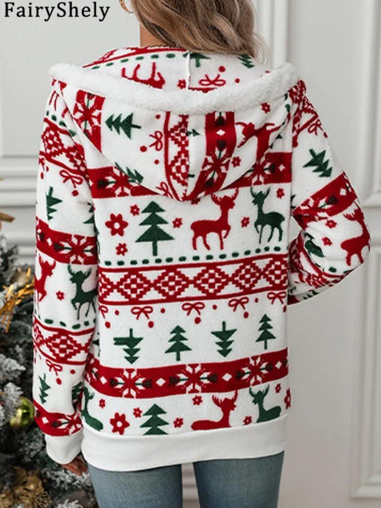 cozy christmas full-zip hoodie - basil boutique