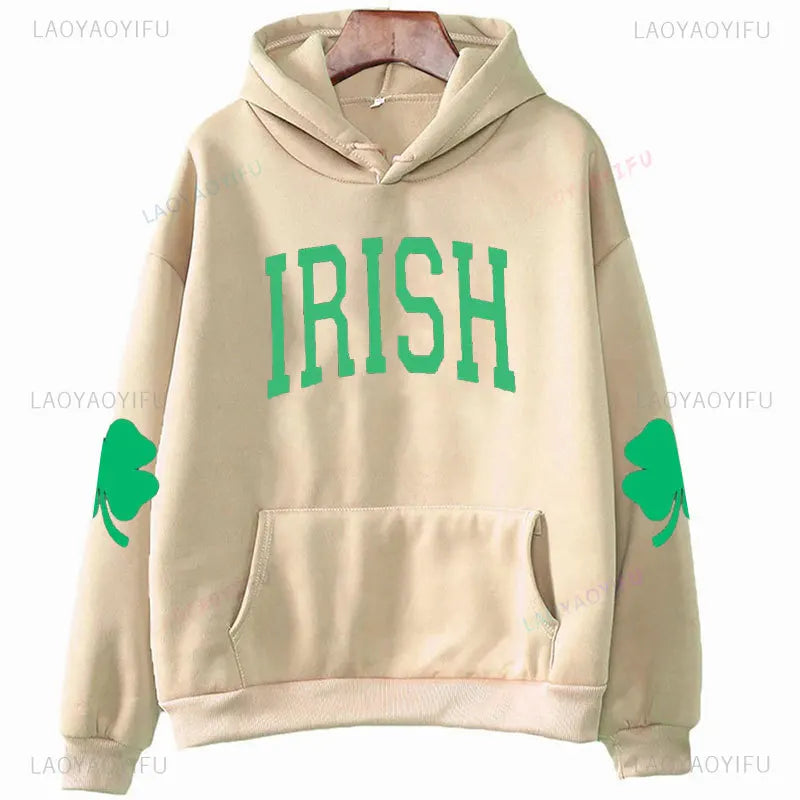 irish shamrock sleeve crew sweatshirts + hoodies