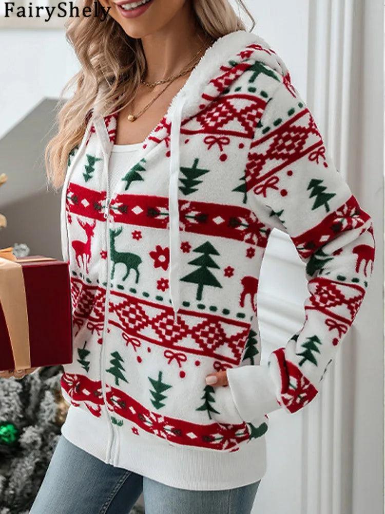 cozy christmas full-zip hoodie - basil boutique