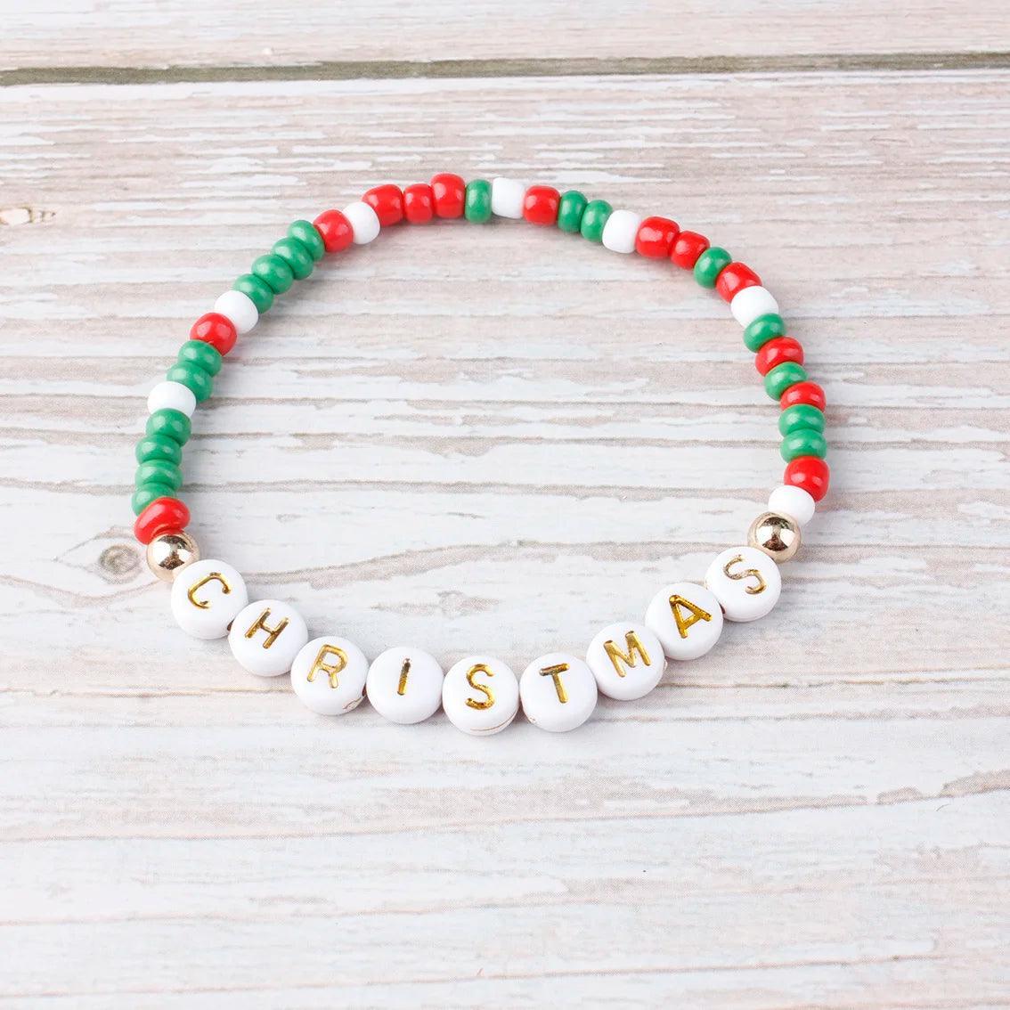 christmas beaded bracelets - basil boutique
