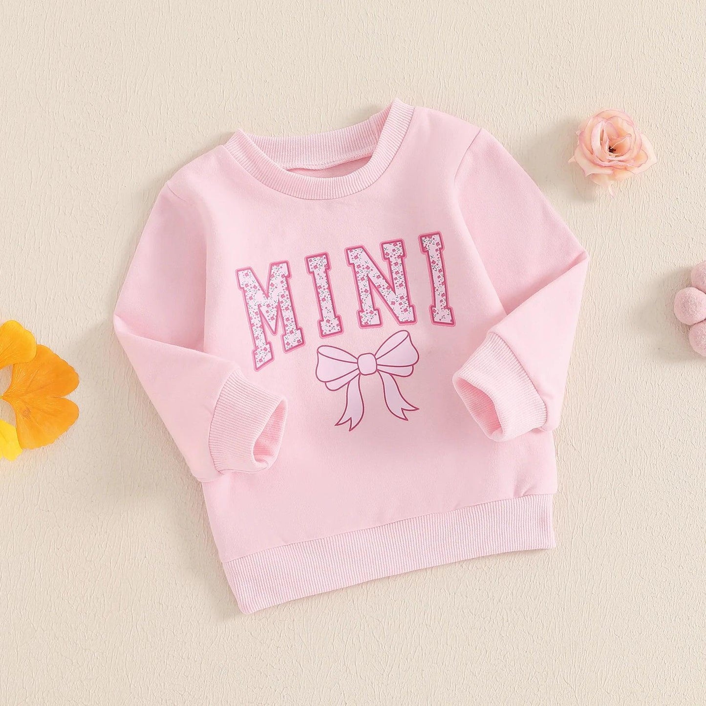 mama + mini bow matching crew sweatshirts - basil boutique