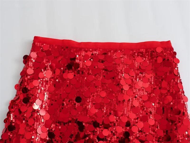 mixed sequin mini skirt - basil boutique