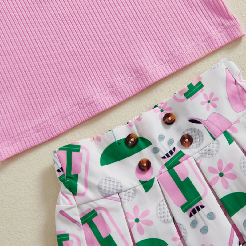golf polo tank top + pleated skirt kids outfits