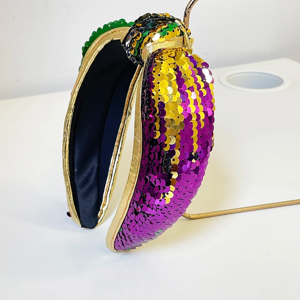 mardi gras knot sequin headband
