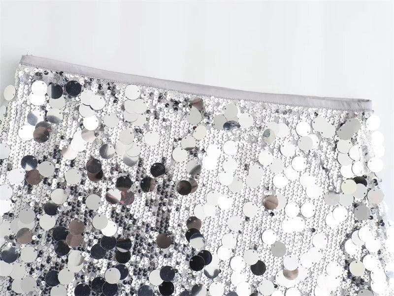 mixed sequin mini skirt - basil boutique