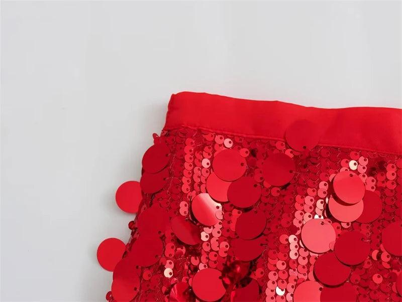 mixed sequin mini skirt - basil boutique