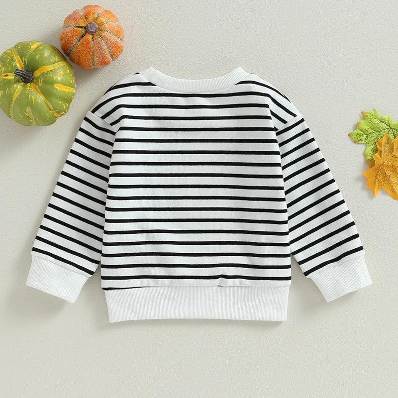 boo striped kids crew sweatshirt - basil boutique