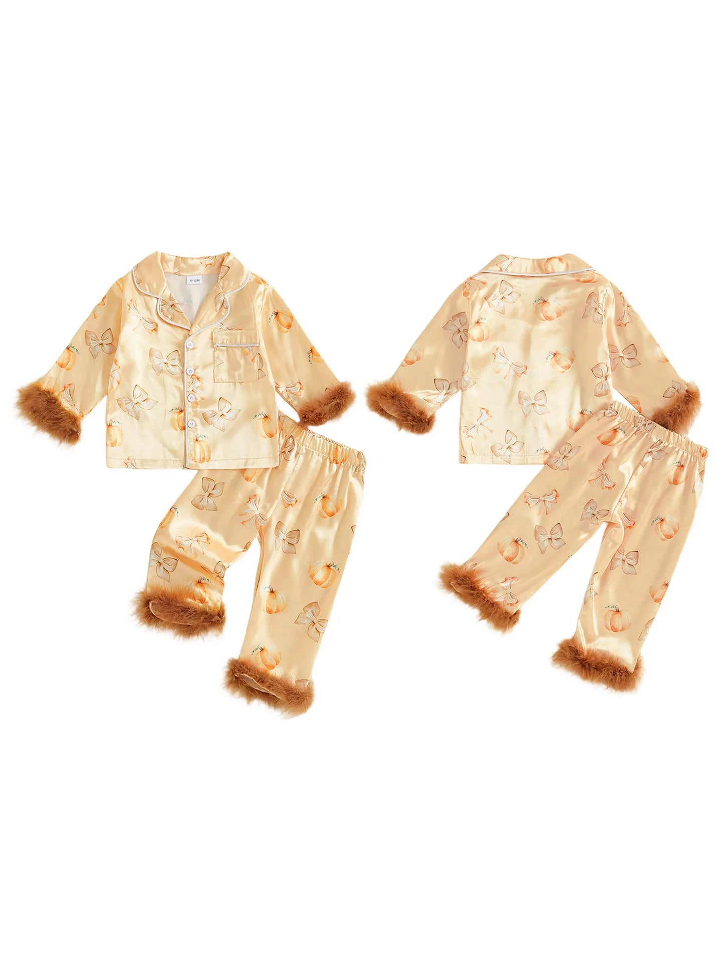 halloween satin + feather kids pajama sets