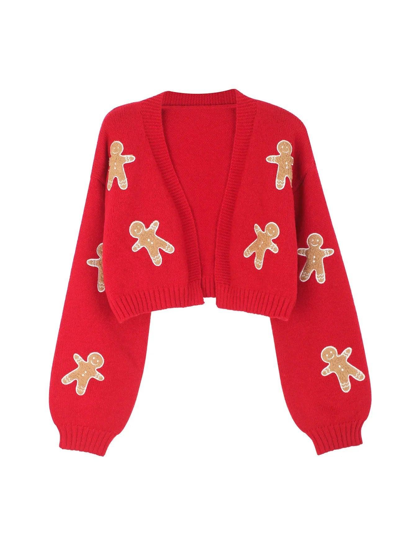 gingerbread cookie knit cardigan - basil boutique
