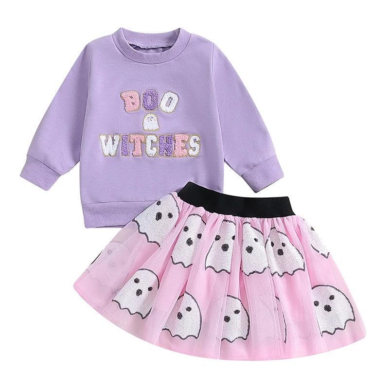 boo + witches tulle kids outfit - basil boutique