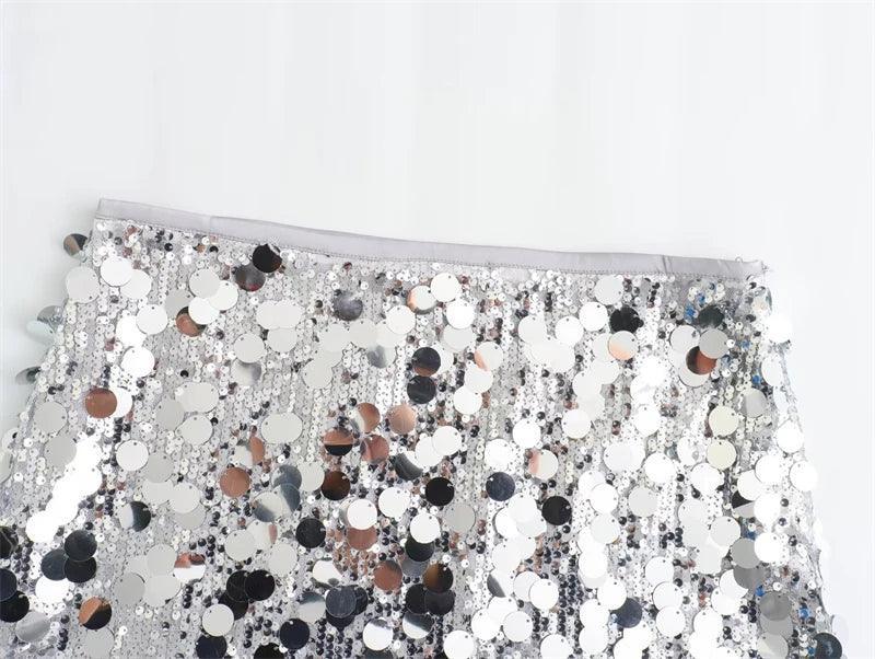 mixed sequin mini skirt - basil boutique