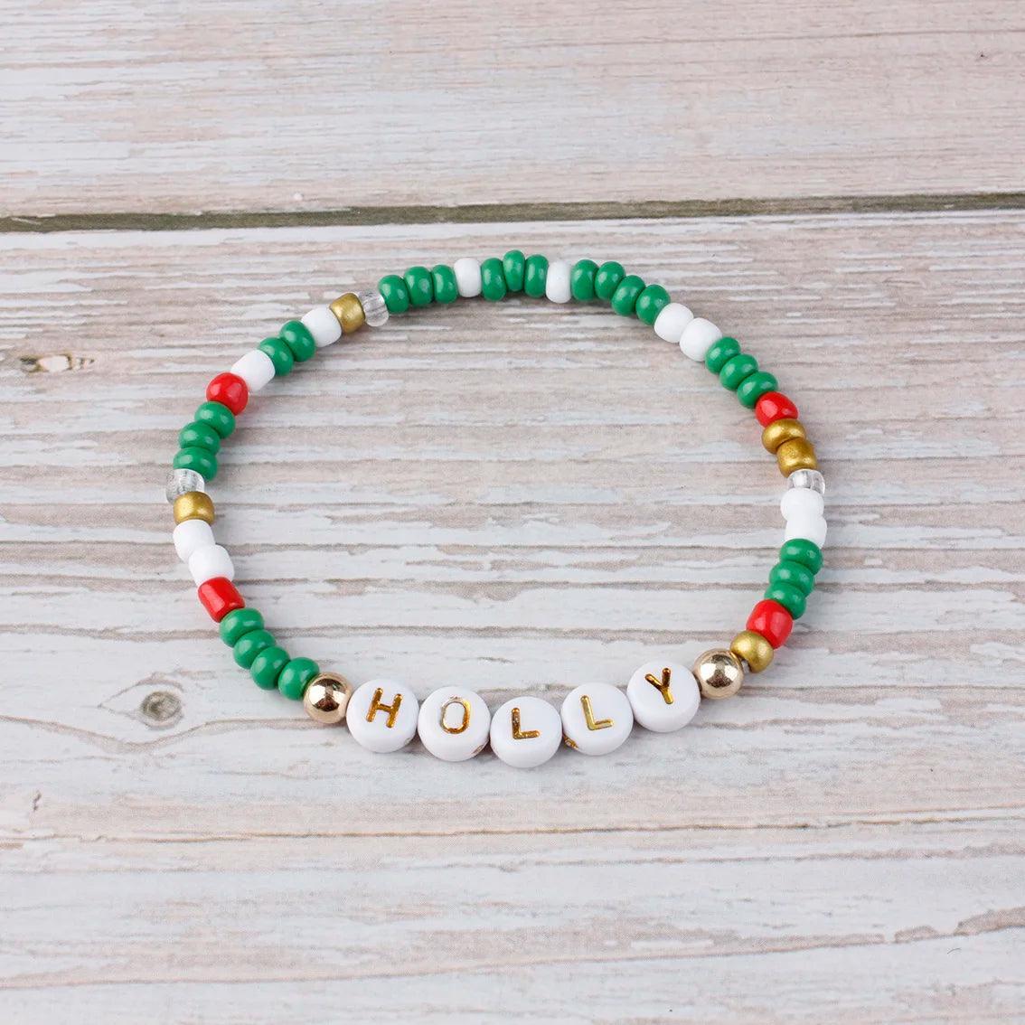 christmas beaded bracelets - basil boutique
