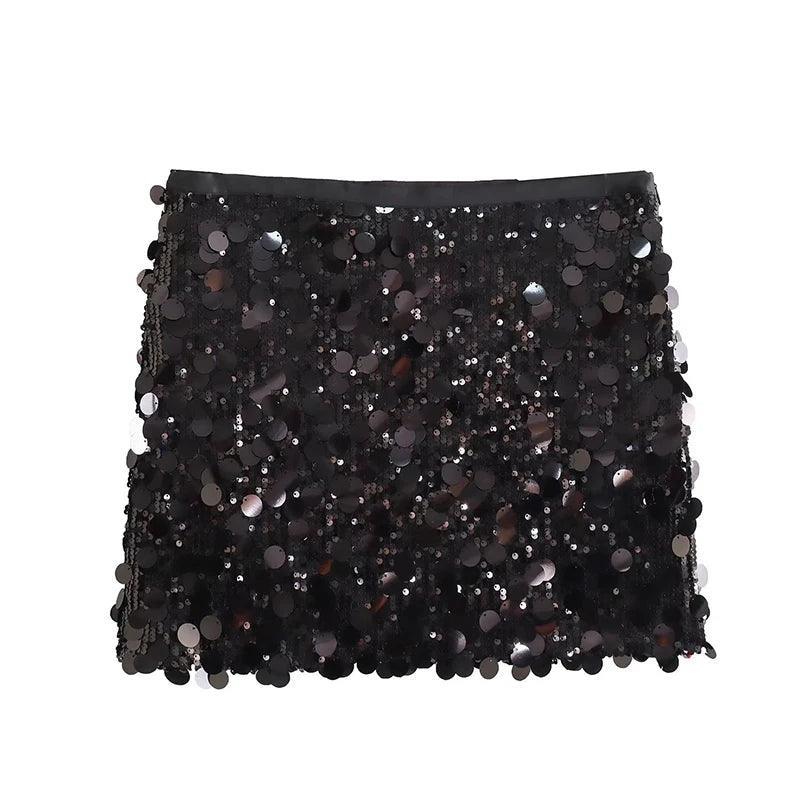 mixed sequin mini skirt - basil boutique