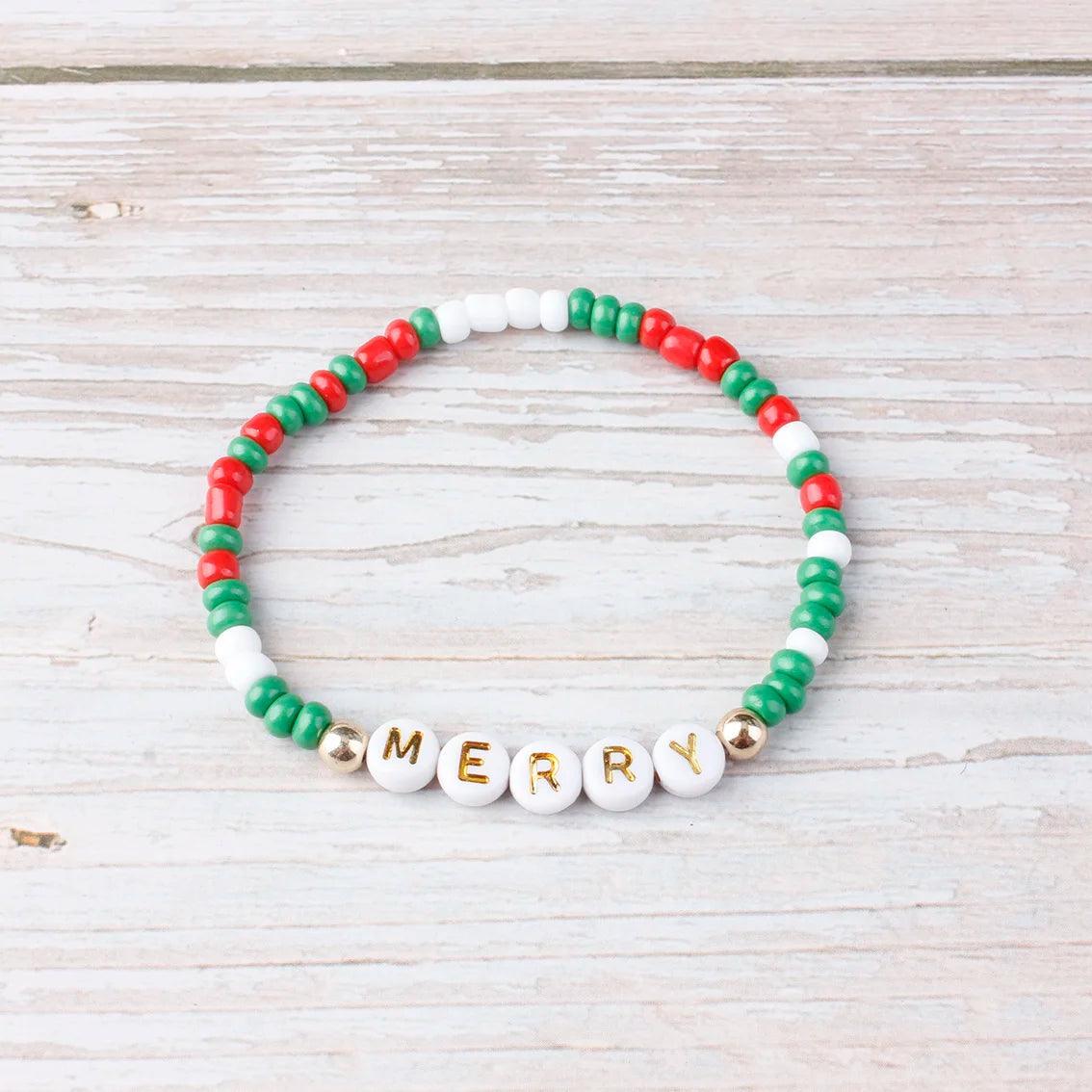 christmas beaded bracelets - basil boutique