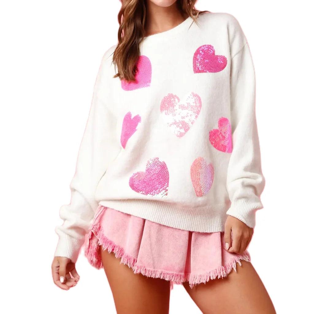 sweet love sequin crew sweater