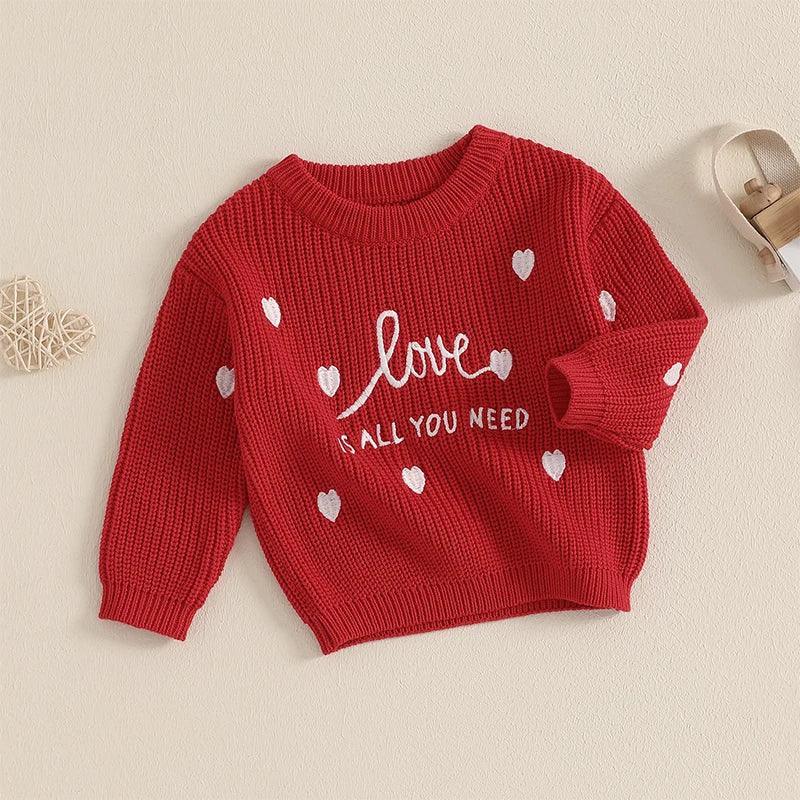 love is all you need kids knit crew sweater