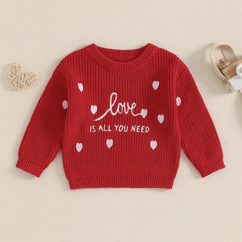 love is all you need kids knit crew sweater