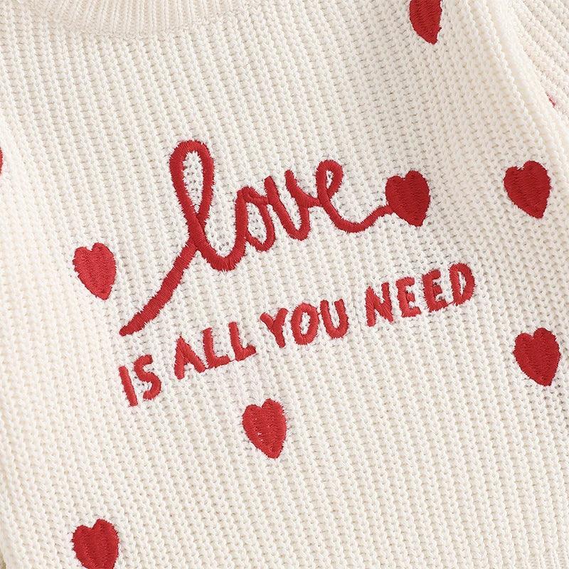 love is all you need kids knit crew sweater