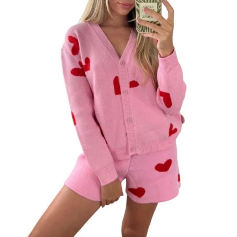 heart cardigan loungewear outfit