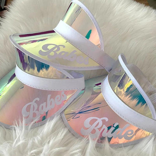 personalized holographic sun visors - basil boutique