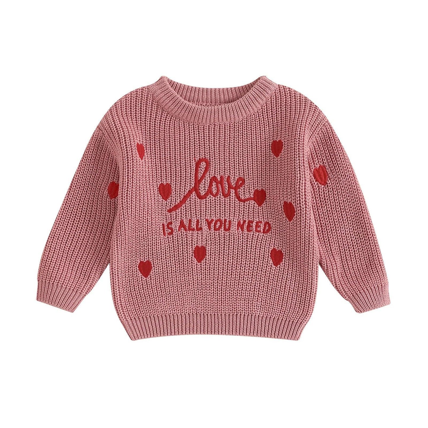 love is all you need kids knit crew sweater
