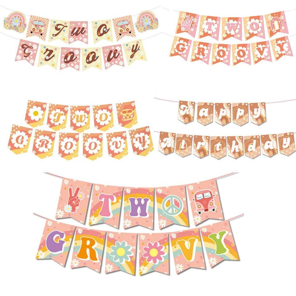 two groovy birthday banners - basil boutique