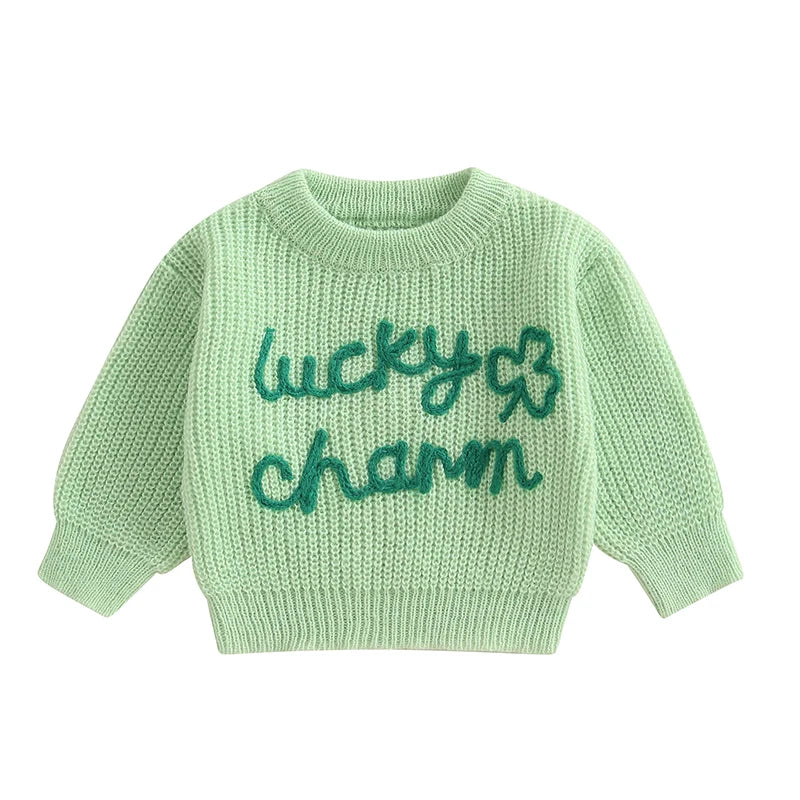 lucky charm knit kids crew sweater