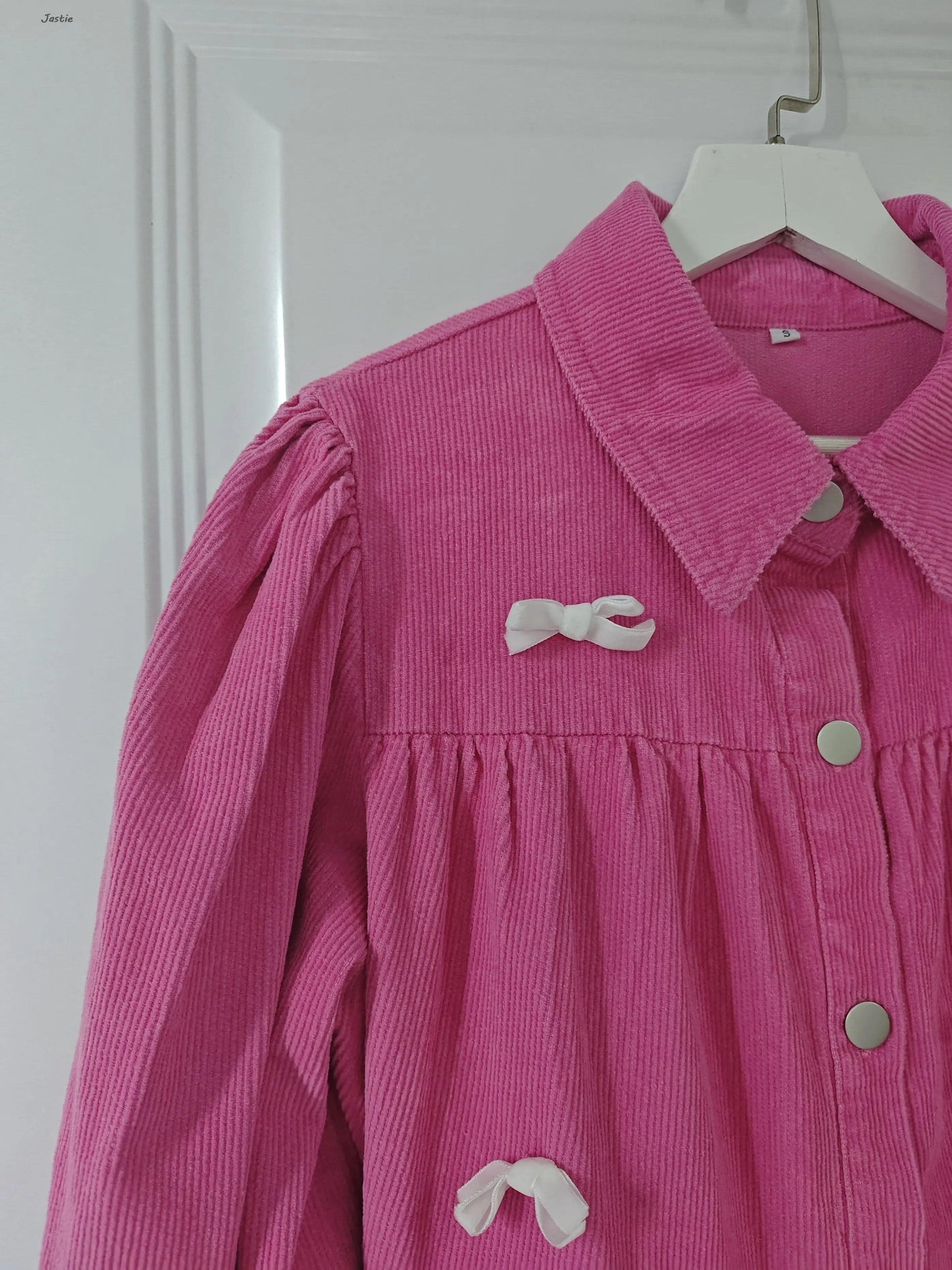 bow corduroy ruffle dress