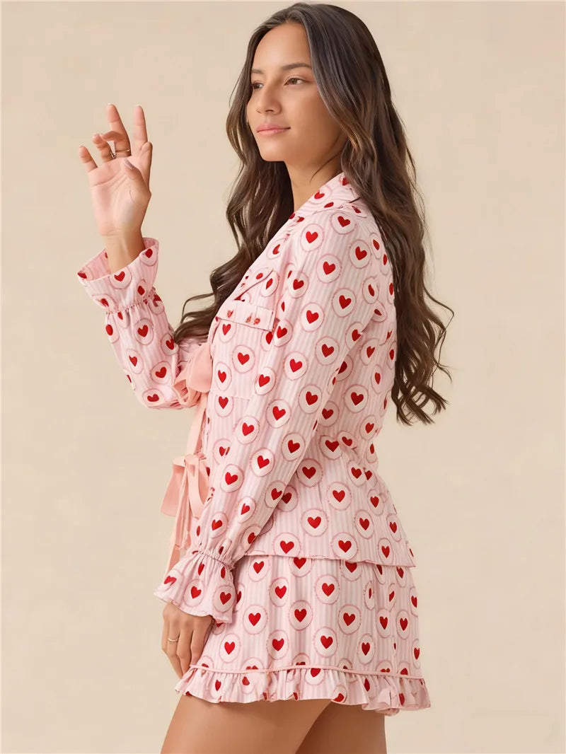heart ruffle pajamas
