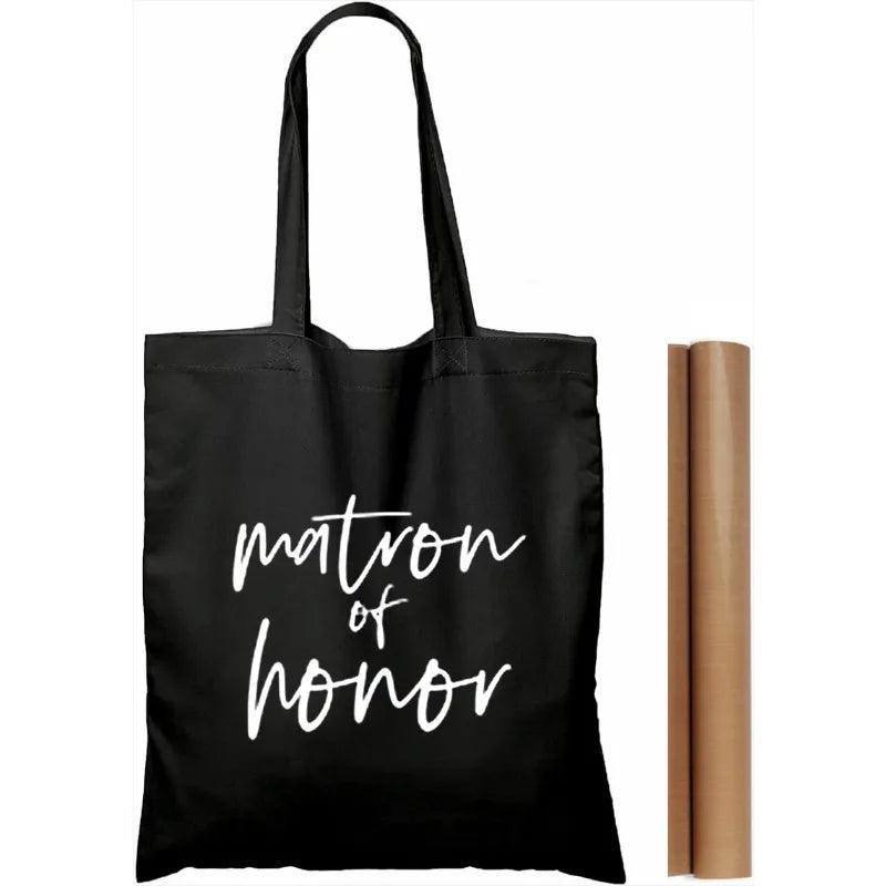 bridal party script tote bags - basil boutique