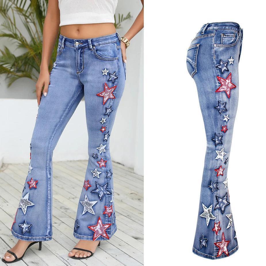 all i see are stars flare jeans - basil boutique