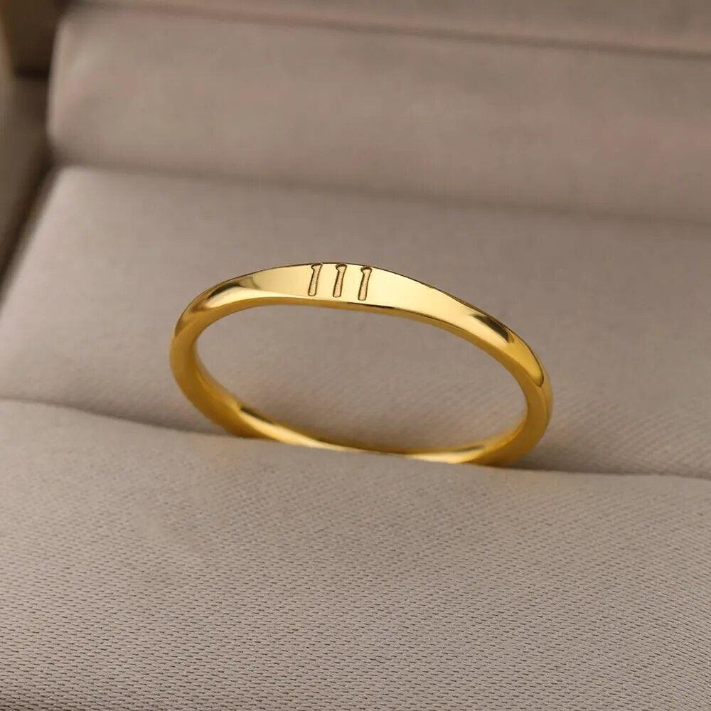 angel number engraved ring - basil boutique