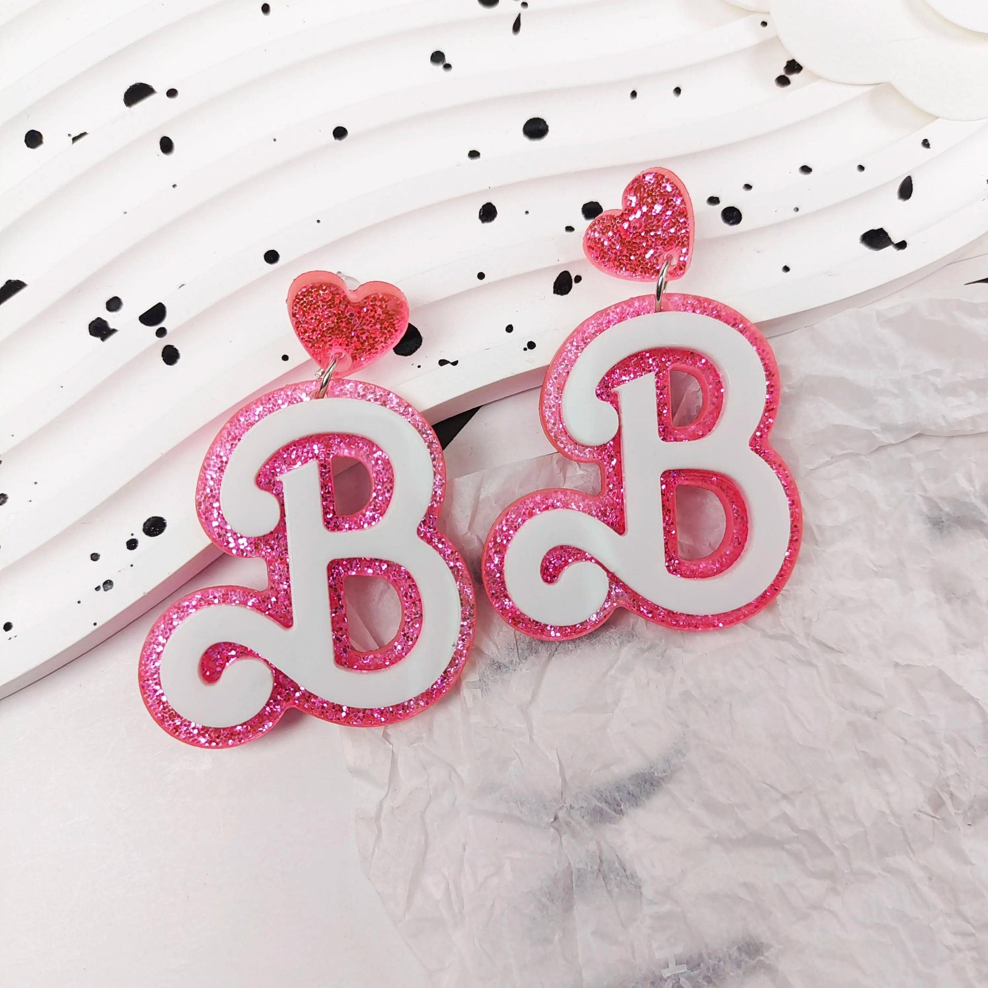 barbie babe + bride acrylic earrings - basil boutique