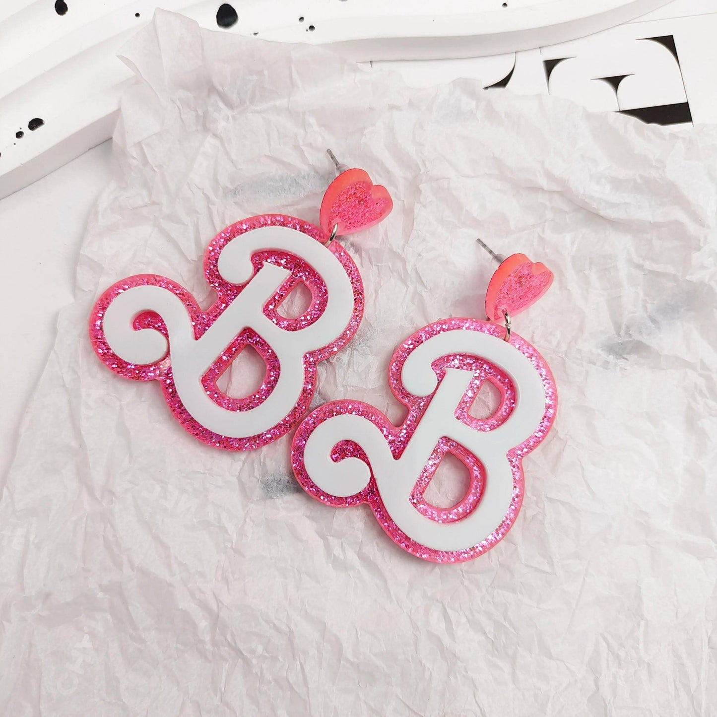 barbie babe + bride acrylic earrings - basil boutique