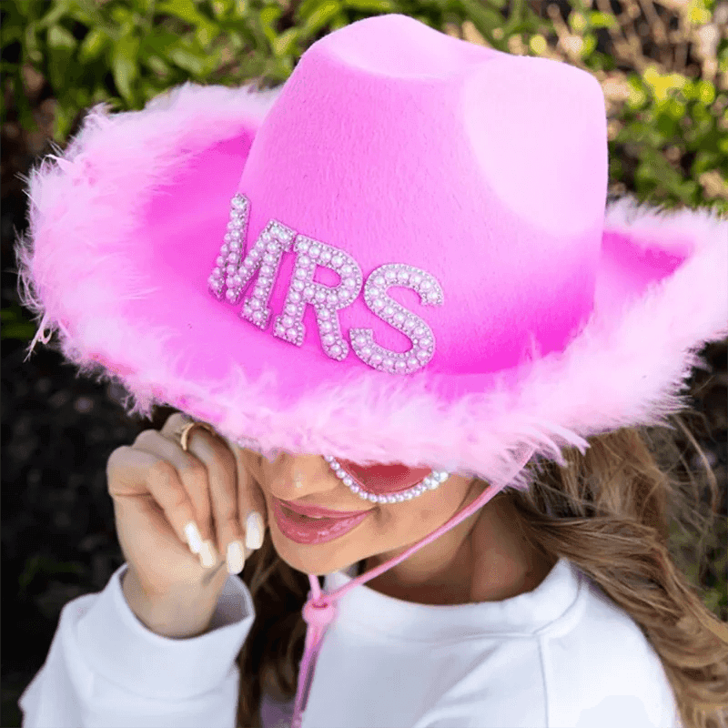 barbie bride + mrs. cowgirl hats - basil boutique
