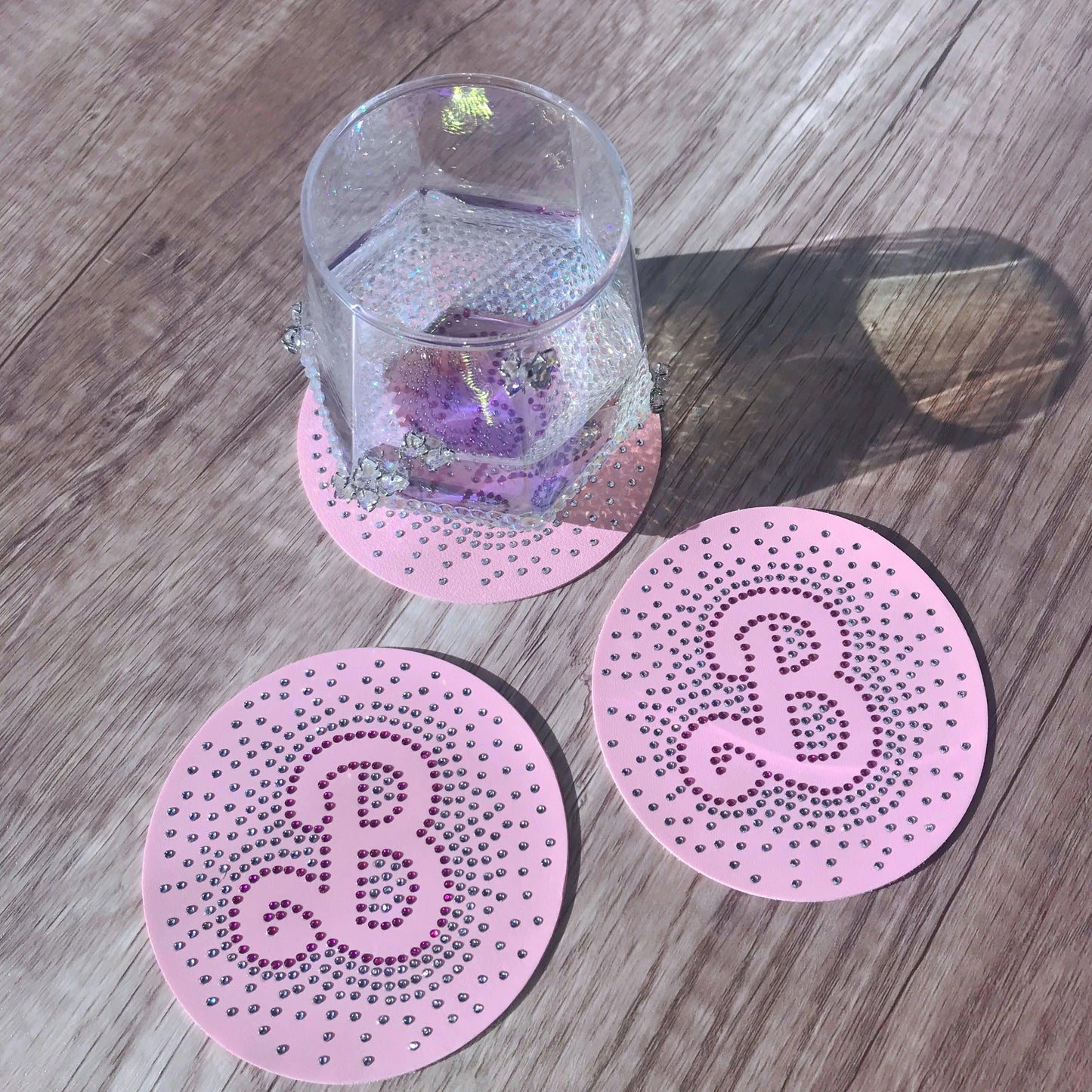 barbie rhinestone coasters - basil boutique
