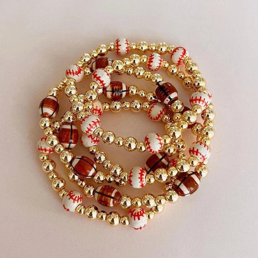 baseball + football beaded bracelets - basil boutique