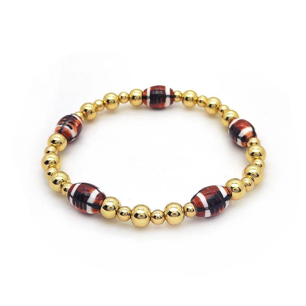 baseball + football beaded bracelets - basil boutique