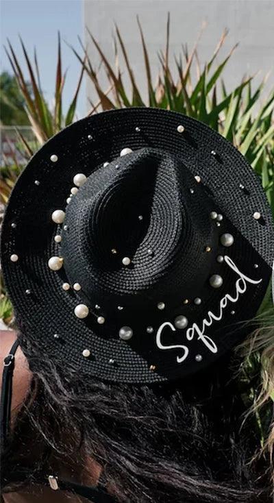 bridal party pearl sun hats - basil boutique