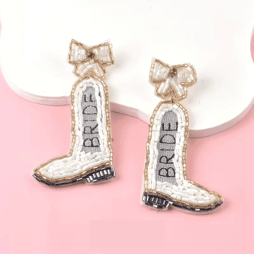 bride cowgirl earrings - basil boutique