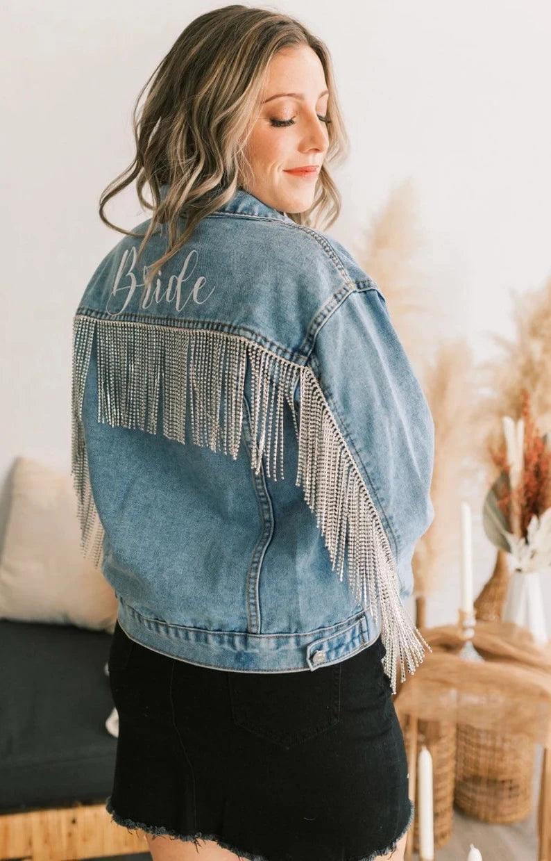 bride diamond fringe denim jacket basil boutique