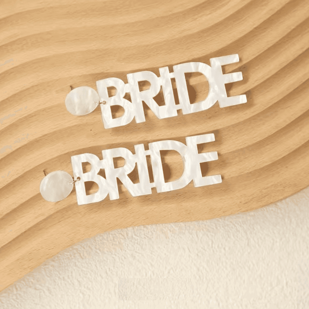 bride marble earrings - basil boutique