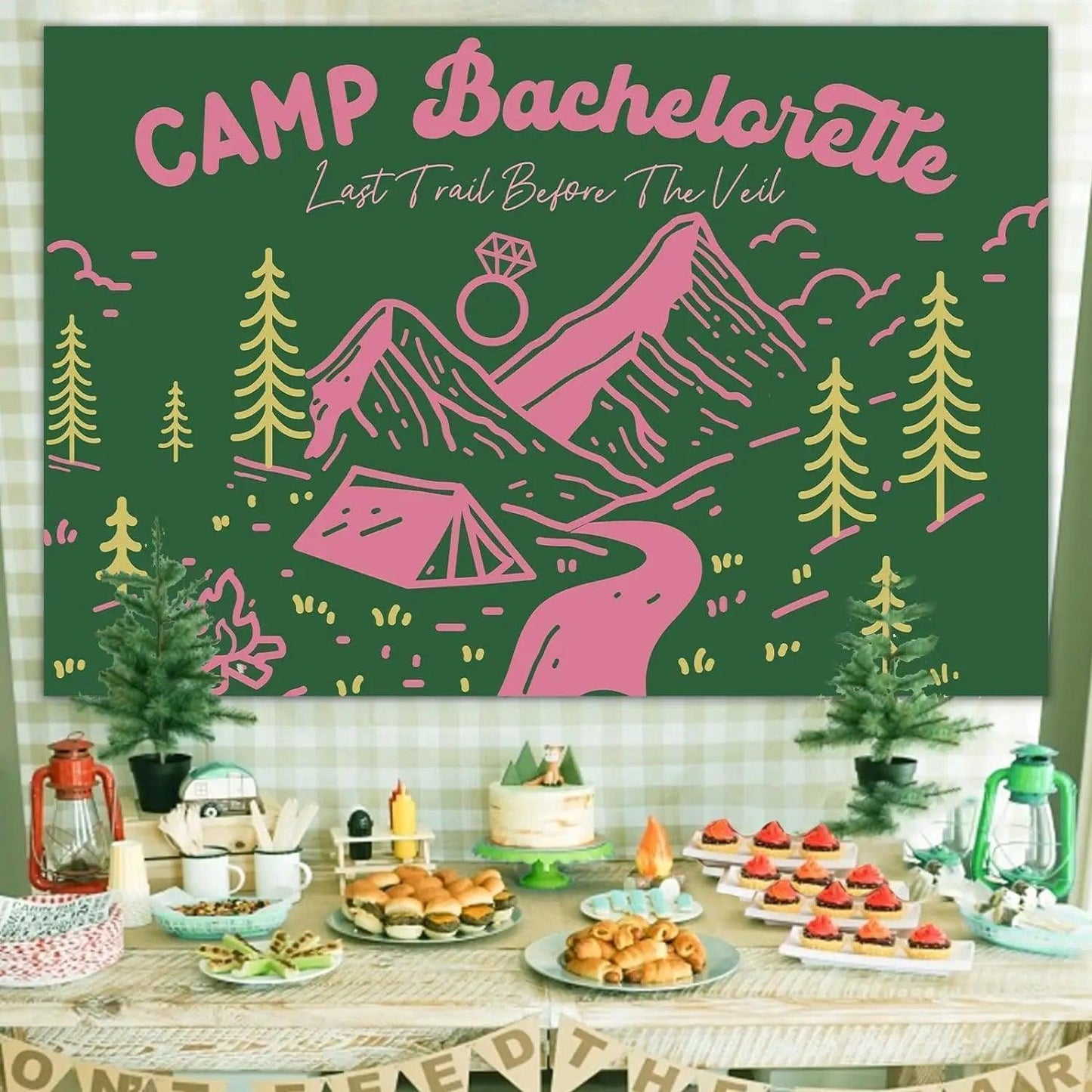 camp bachelorette backdrop - basil boutique