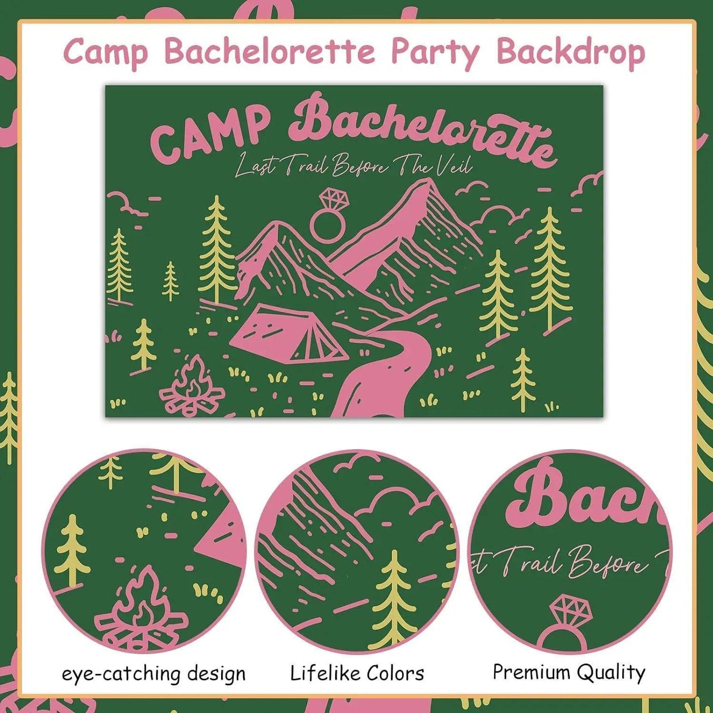 camp bachelorette backdrop - basil boutique