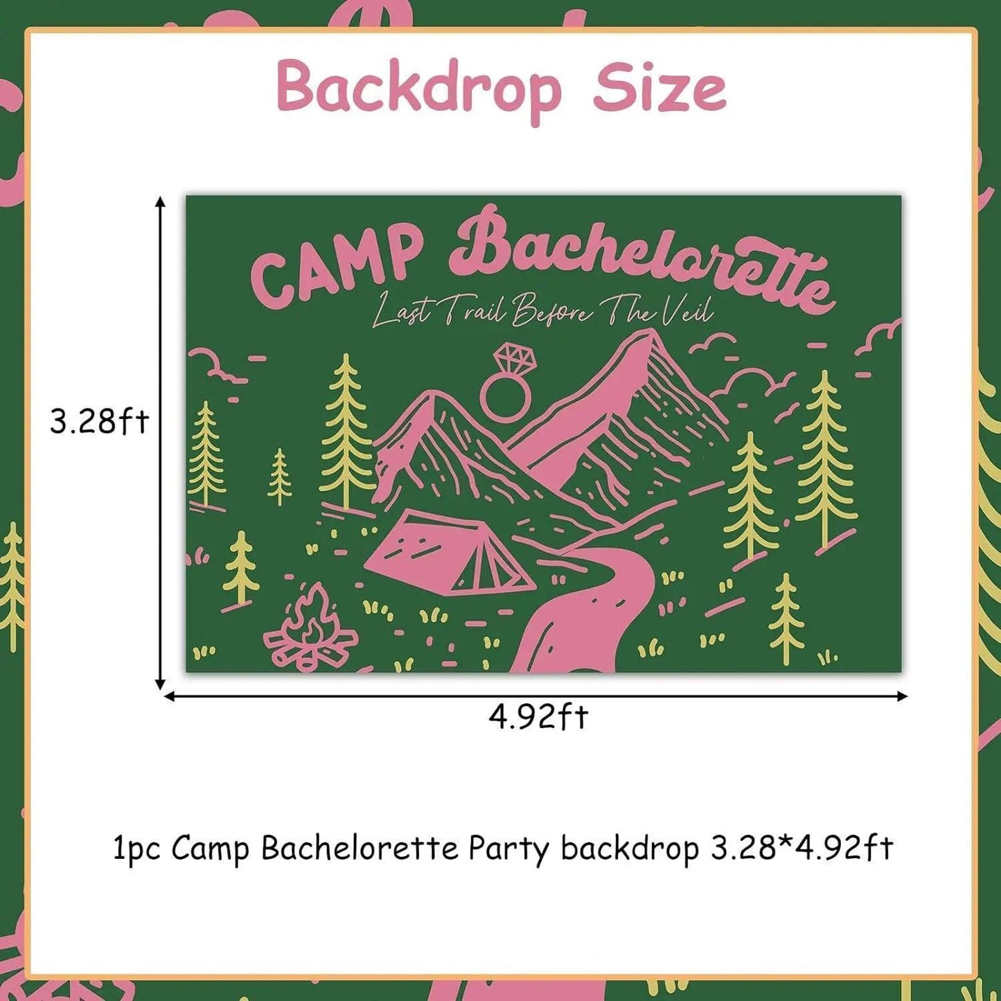 camp bachelorette backdrop - basil boutique