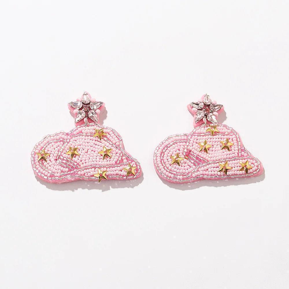 cowgirl vintage beaded earrings - basil boutique