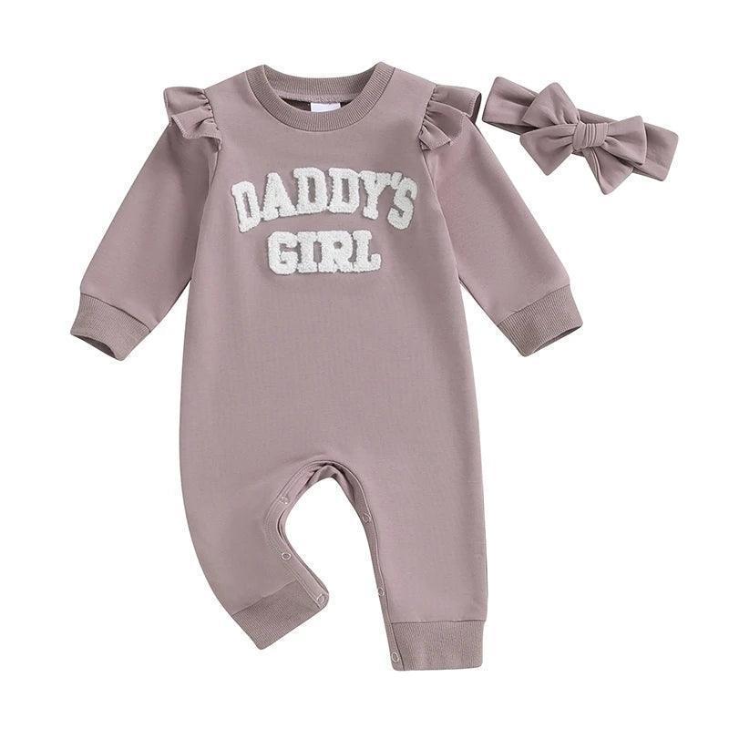 daddy's girl ruffle long sleeve onesie - basil boutique