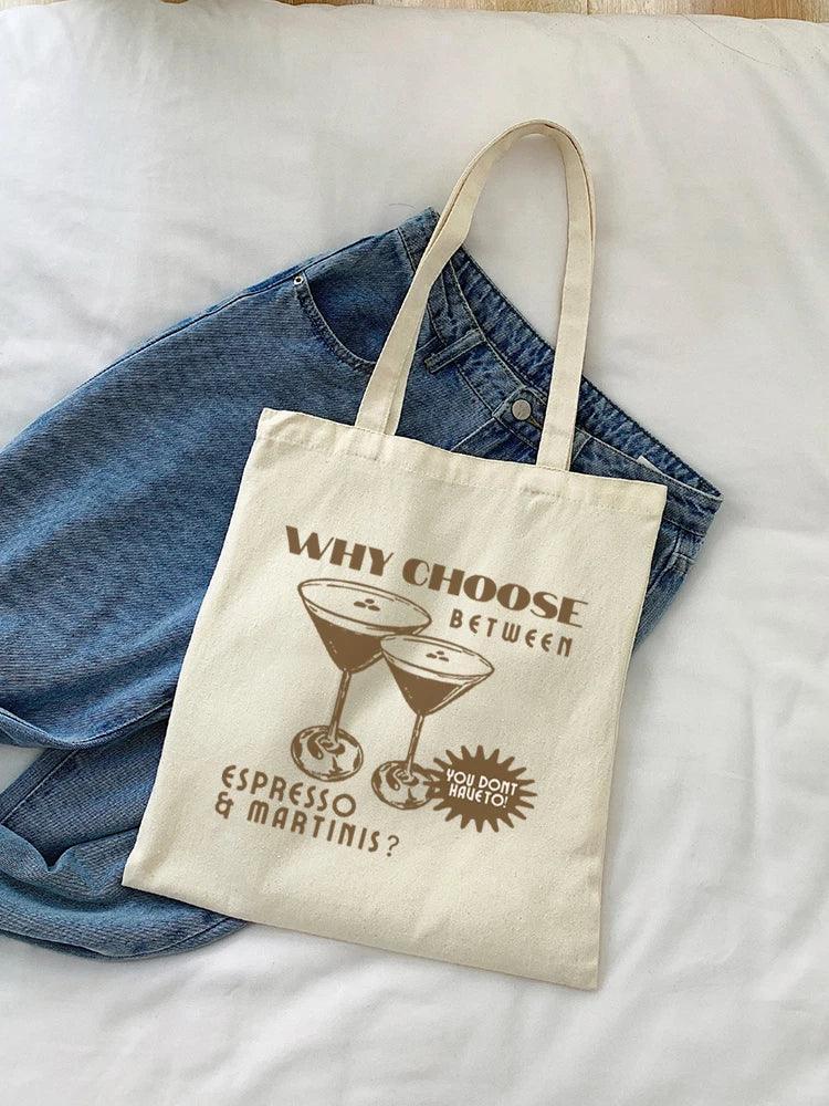 espresso martini tote bag - basil boutique