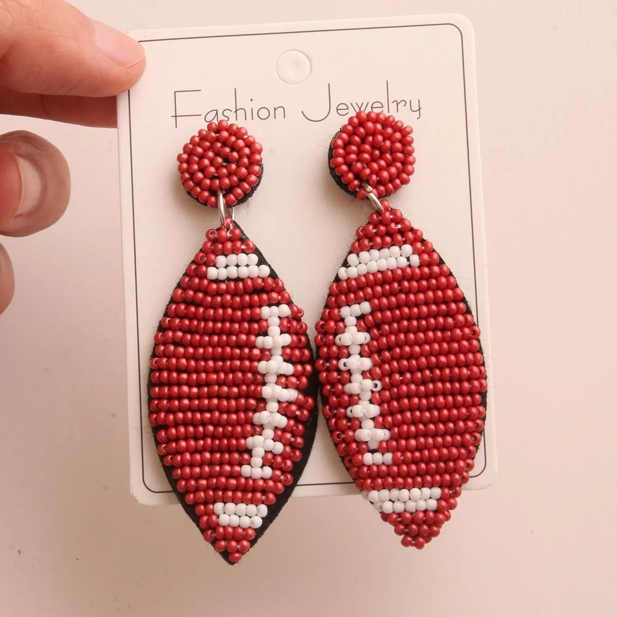 football beaded earrings - basil boutique